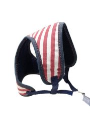 Postroj a vodítko s dvojitým zapínáním pruhovaný červený SSS