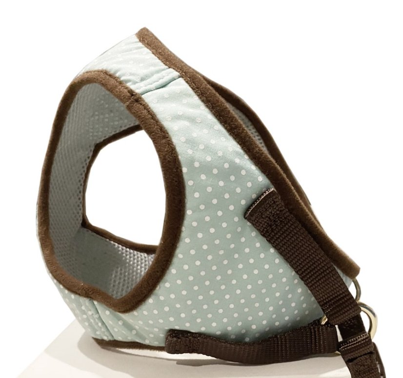 Polstrovaný postroj puntíkovaný mentolově zelený SSS