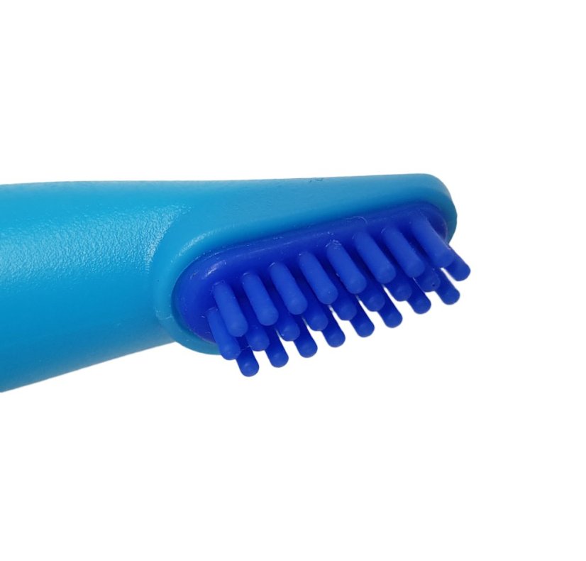 Silikonový anatomický zubní kartáček pro trénink dentální hygieny modrý