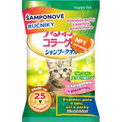 Šamponové ručníky pro koupání bez vody s kolagenem a placentou 25 ks