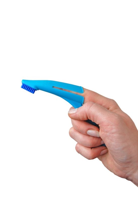 Silikonový anatomický zubní kartáček pro trénink dentální hygieny modrý