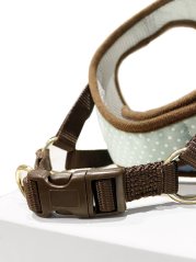 Polstrovaný postroj puntíkovaný mentolově zelený SM