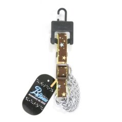 Polostahovací obojek s řetízkem Hvězdy hnědý S