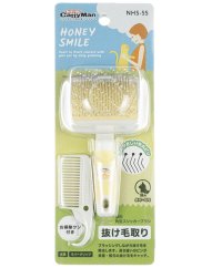 Rozčesávací kartáč s kapkami pro odstranění línající srsti s hřebenem