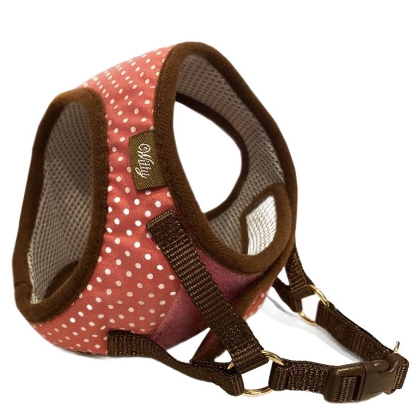 Polstrovaný postroj puntíkovaný červený SS