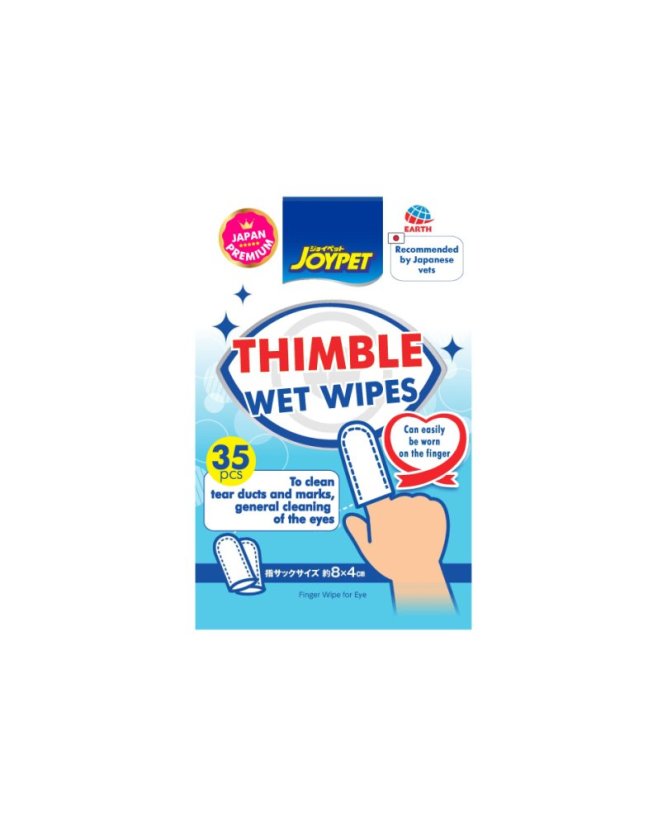 Vlhčené ubrousky na konečky prstů k odstranění slzných stop a péči o oči