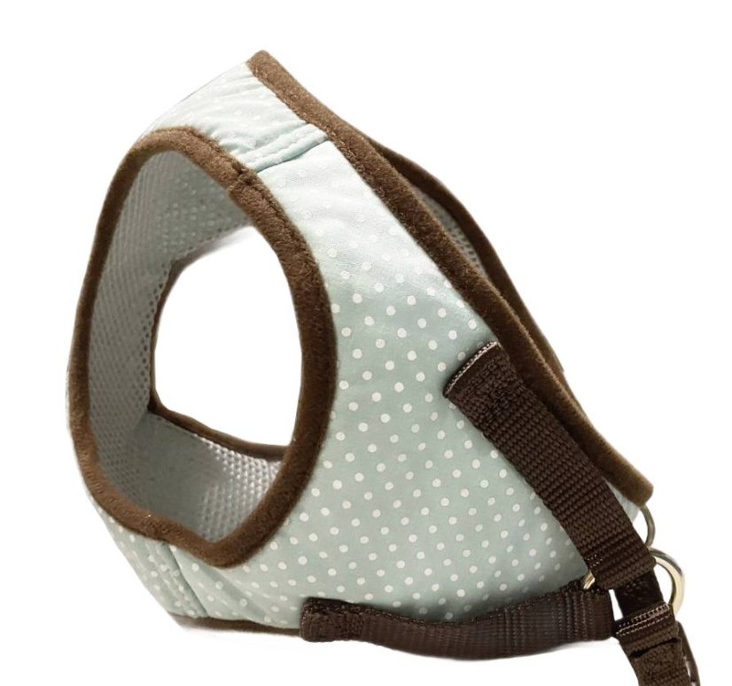 Polstrovaný postroj puntíkovaný mentolově zelený SS