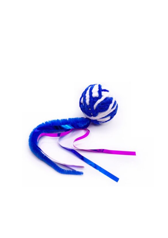 Vlněný míč se šustícím ocáskem a míčkem uvnitř s matatabi tmavě modrý