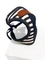 Postroj a vodítko s dvojitým zapínáním pruhovaný modrý SSS