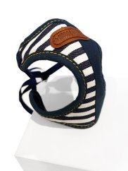 Postroj a vodítko s dvojitým zapínáním pruhovaný modrý SSS