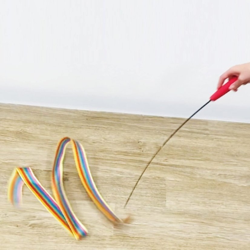 Škádlítko Umělecká gymnastika se stuhou pro kočky