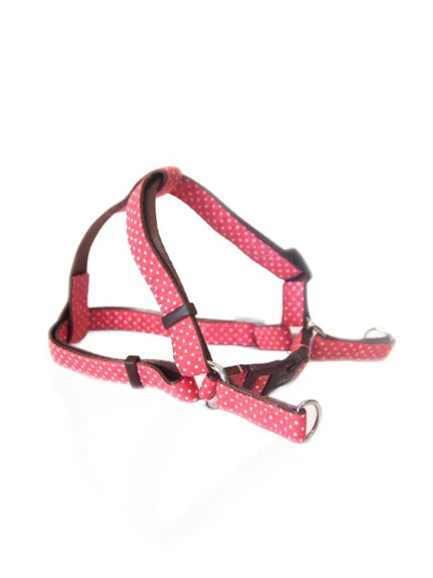 Ergonomický postroj s rozložením zátěže puntíkovaný růžový M