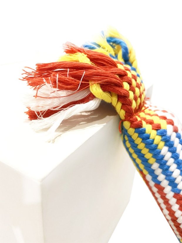 Provazová dentální hračka pro psy Klobása pestrobarevná