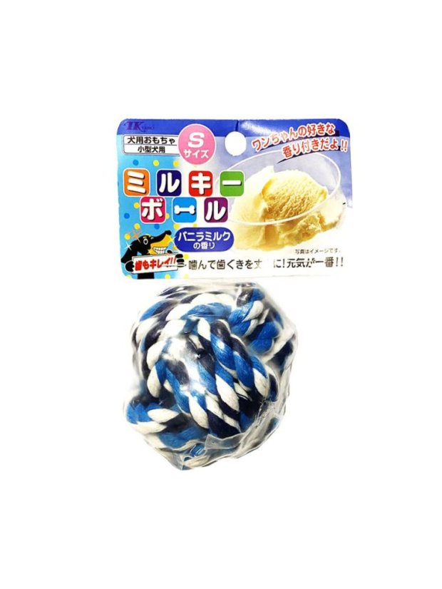Provazový míček pro psy modrý vanilková příchuť S