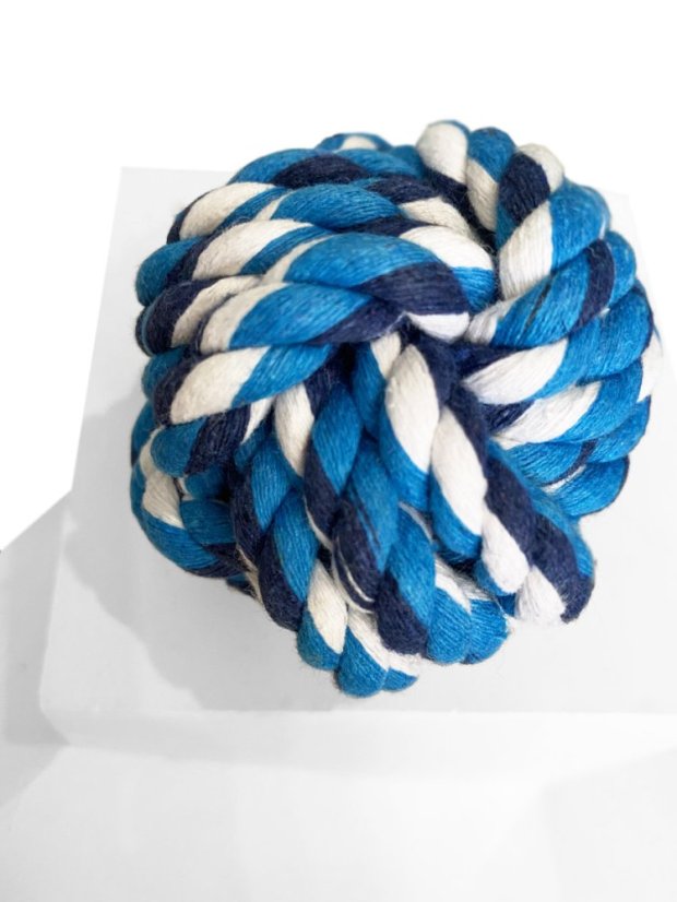 Provazový míček pro psy modrý vanilková příchuť S