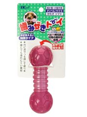 Japan Premium Pet hračka ve tvaru činky na masáž dásní a čištění zubů pro psy, růžová.