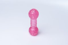 Japan Premium Pet hračka ve tvaru činky na masáž dásní a čištění zubů pro psy, růžová.
