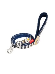 Džínový obojek a vodítko s dvojitým zapínáním pruhovaný modrý SS